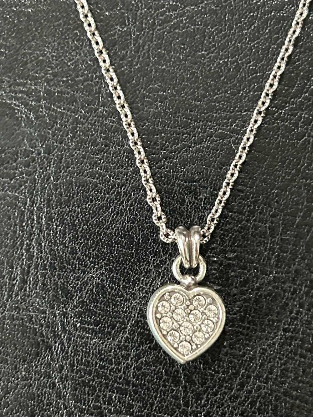 Brighton Silver Heart Pendant Necklace with Sparkling Stones